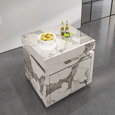 Rock Slab Island Armário de bancada, armário de arrumação multifuncional, casa moderna integrada, sala de estar, bar cozinha italiana