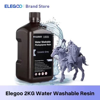 ELEGOO Resina para impressora 3D 2kg 405nm Resina lavável com água de cura UV para impressão LCD 3D, alta precisão, baixo odor, cinza 2000g
