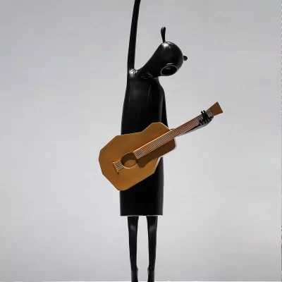 Figura abstrata personalizada tocando guitarra, ornamento, piso, decoração macia criativa, paisagem, ornamento, piso