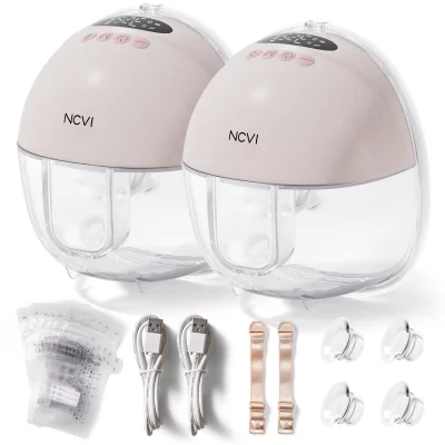Bomba tira-leite elétrica vestível NCVI para amamentação, mãos livres, 4 modos 9 níveis, 3 tamanhos de flange (19/21/24 mm), display inteligente