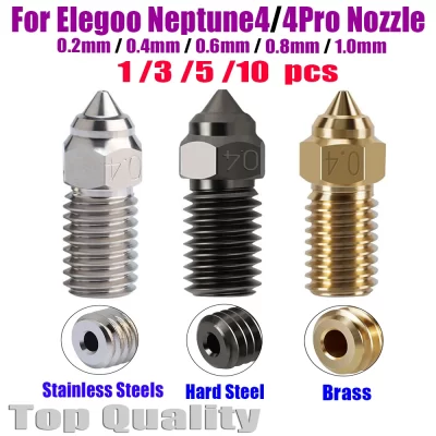 Para elegoo netuno 4 bocal de bronze inoxidável aço endurecido bocais de alta velocidade para elegoo netuno 4 pro bocal 0.2 0.4 0.6 0.8mm