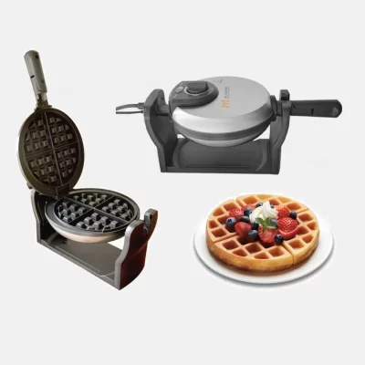 Waffle elétrico com revestimento antiaderente 220V com manual 180 ° Função de lançamento e rotação para uso comercial doméstico