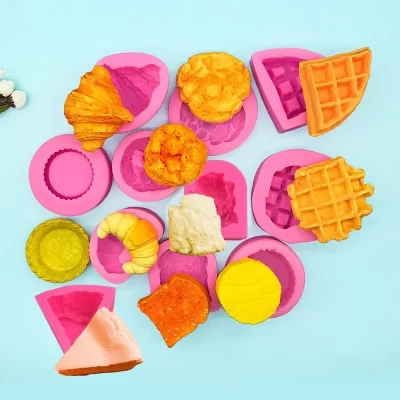 Molde de silicone para bolo de pão, waffle, croissant, torrada, lanche, molde de resina, faça você mesmo, artesanato, sabão, aromaterapia, vela, molde