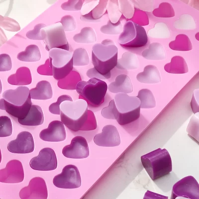 Molde de vela de silicone com 55 compartimentos, coração, dia dos namorados, kit de fabricação de velas, bolo de amor, chocolate, molde de cozimento, presentes de festa