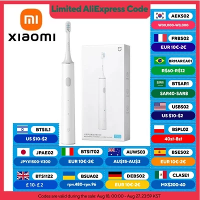 Xiaomi mijia sonic escovas de dentes elétricas t300, uma carga por 25 dias, 2 modos, ipx7 à prova dwaterproof água recarregável escova de dentes clarear os dentes