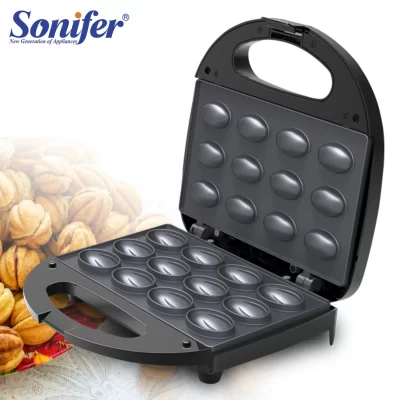 Máquina elétrica de waffle e bolo de nogueira, 750w, utensílios de cozinha, café da manhã, máquina de waffles, panela de ferro antiaderente sonifer