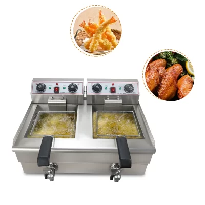 Fritadeira elétrica 10L 2 tanques de aço 220V uso doméstico de equipamentos de cozinha de restaurante