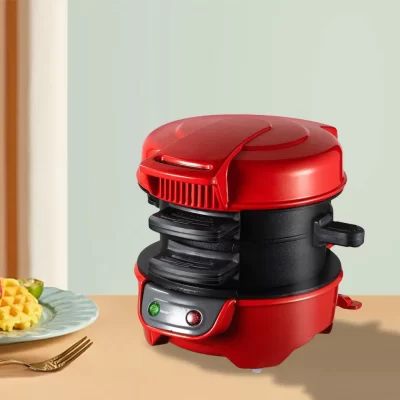Máquina elétrica antiaderente para fazer sanduíches de café da manhã, máquina de café da manhã doméstica para muffins, croissants, mini waffles