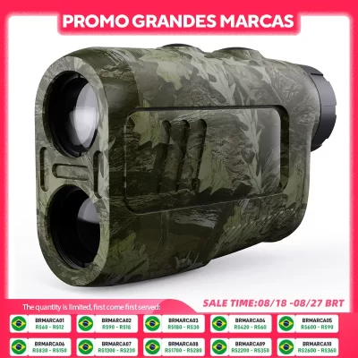 Telêmetro MiLESEEY 7 ° Telêmetro laser Big Field 656Yd para caça, com modo de alcance de chuva e neblina, modo ARCO, altura automática