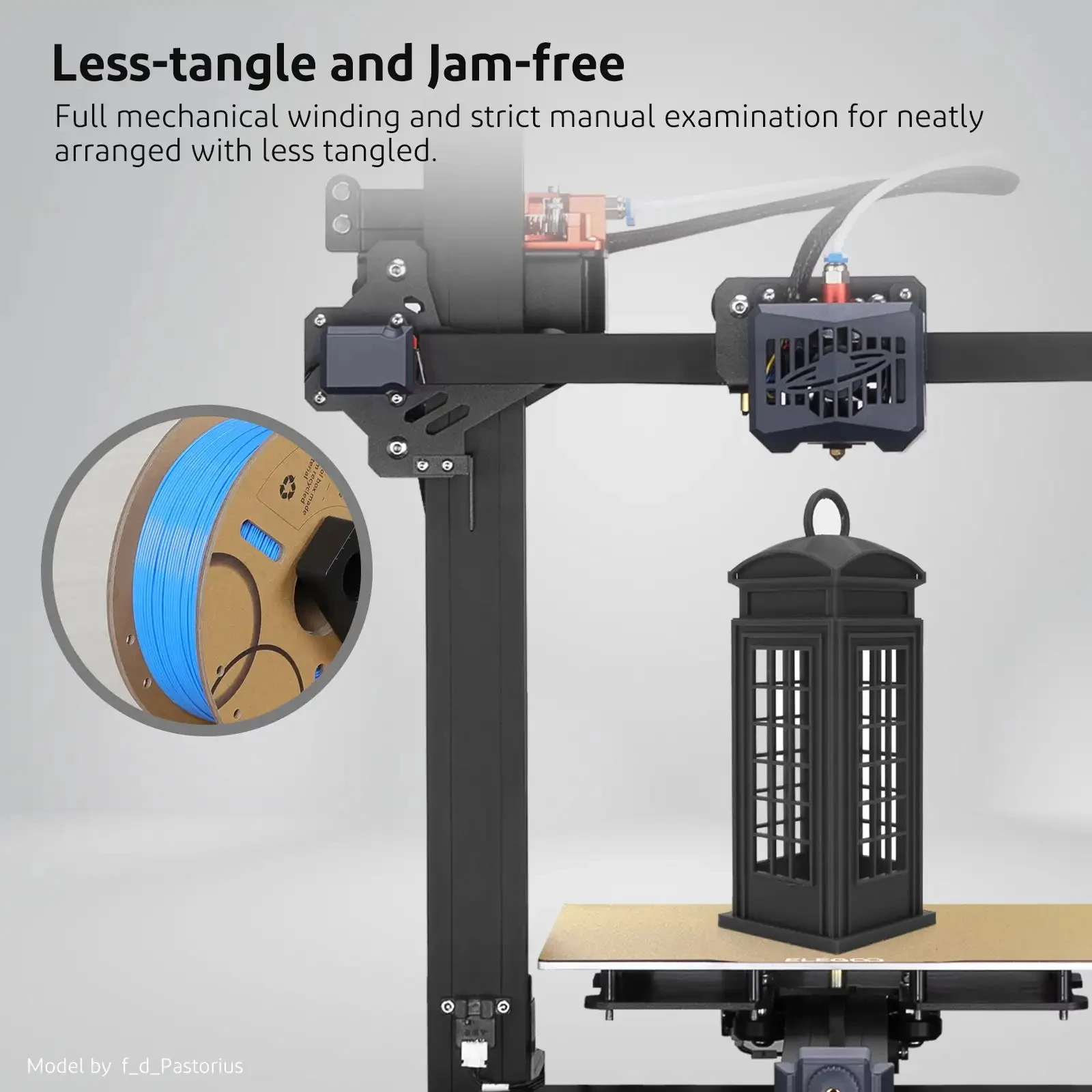 ELEGOO PLA + Filamento 1.75mm 3D PLA para material de consumíveis de impressora 3D compatível com a maioria das impressoras FDM (1KG/carretel, 2,2 lbs) - Image 2