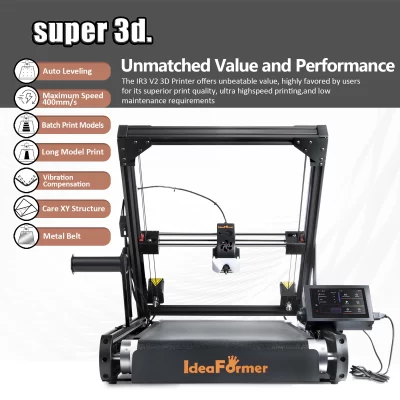 2025 IdeaFormer FDM Estrutura totalmente metálica Impressora 3D Klipper Firmware Impressão em lote 400 mm/s Velocidade máxima de impressão Nivelamento automático