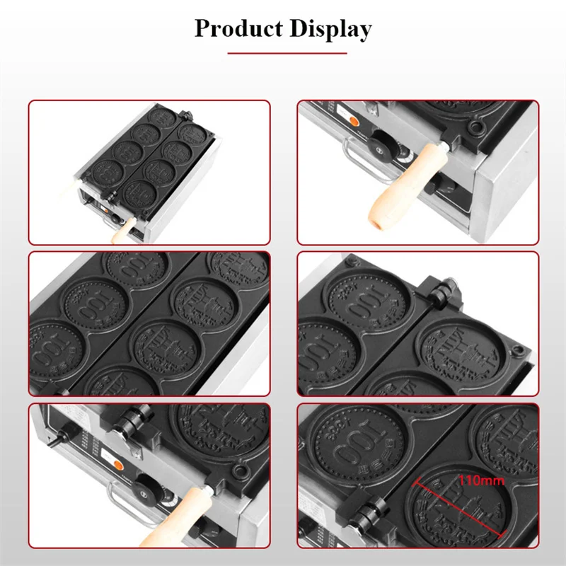 4 pçs pequena moeda de ouro pão waffle maker japonês ienes coreano won thai saudita moeda em forma waffle que faz a máquina uso comercial - Image 4