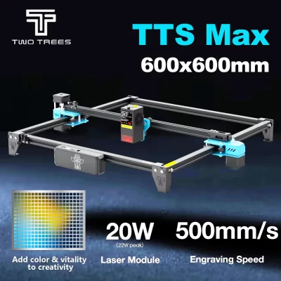 Twotrees TTS-20 max máquina de gravação a laser de metal 600x600mm área de trabalho máquina de corte a laser para corte de madeira de couro acrílico mdf
