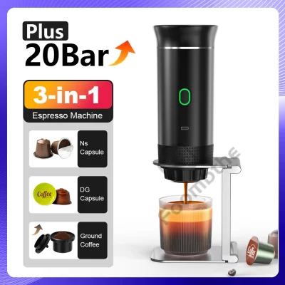 Máquina de café expresso portátil elétrica sem fio para carro e casa acampamento cafeteira 3-em-1 cápsula em pó viagem cafeteira