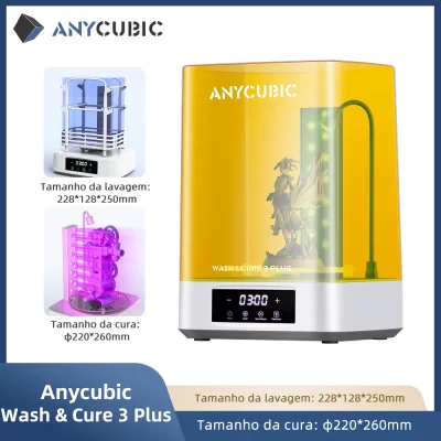 Anycúbico lavagem & cura 3 plus máquina de lavar e cura para impressora 3d de resina lcd sla tamanho de limpeza 228*128*250mm For Photon Mono M5s Pro