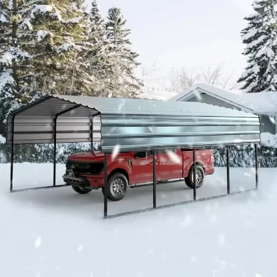 Posto de popa com dossel de aço Carport de estacionamento Carport estilo pergola superior rígido com estrutura de metal