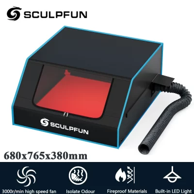 Sculpfun capa para gravador a laser, capa para máquina a laser à prova de fumaça, à prova de fogo, tamanho grande 680x765x380mm, gabinete de laser para s9/s30