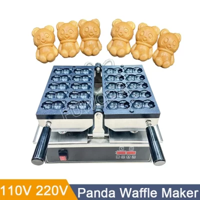 Comercial 110v 220v antiaderente de aço inoxidável 10 pçs panda máquinas de waffle forma urso waffle bolo fabricante lanche equipamentos de alimentos