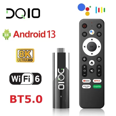 Lemfo dq10 atv mini tv stick android13 suporte 8k vídeo 4k wifi6 allwinner h618 quad core cortex a53 voz remoto caixa de tv inteligente