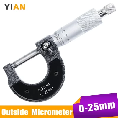 Micrômetro de calibre preciso, 0-25mm, 0.01mm, pinça métrica externa, ferramenta micrômetro mecânico