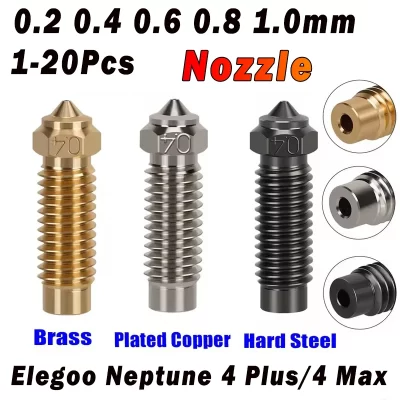 Para elegoo netuno 4 plus/4 max bocais 0.2/0.4/0.6/0.8/1.0mm bocal de bronze cobre banhado aço endurecido bocal de alta velocidade