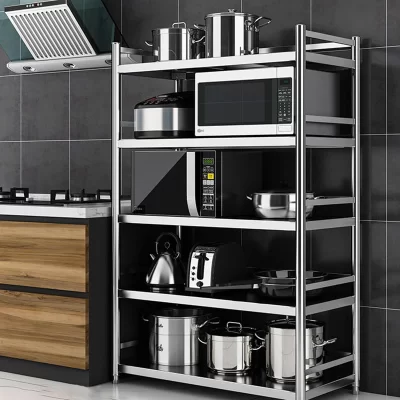 304 cremalheira de aço inoxidável da cozinha da Multi-camada com cerca, prateleira customizável do armazenamento