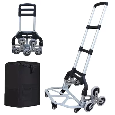 Carrinho de Escada com Cord Bungee, Carrinho Dobrável, Caminhão De Mão, Todo O Terreno De Carga, Saco, 6 Rodas De Cristal, 150kg