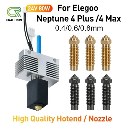Para ELEGOO Neptune 4 Plus Max Hotend 24V 80W Kit Bico de aço endurecido de latão Acessórios para impressora 3D de alta velocidade