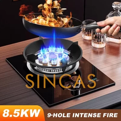 Desktop doméstico/fogão único embutido 8.5kw potência de fogo gás liquefeito gás natural coleta de energia à prova de vento proteção contra chamas