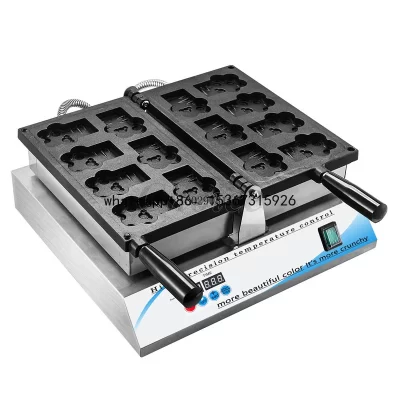 Fabricante de revestimento antiaderente ursos bolo waffles lanche máquina 110v 220v elétrica comercial boca aberta urso taiyaki sorvete waffle