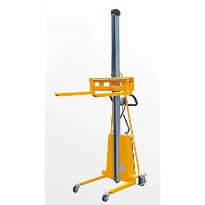 Mini empilhador elétrico de coluna única, empilhadeira elétrica portátil, estação de trabalho, bateria, carregamento e descarga elevadas