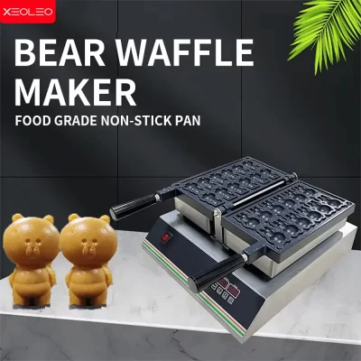 Xeoleo elétrica 12 peças em forma de urso máquina de waffle 1800w inteligência pequeno urso taiyaki máquina revestimento antiaderente ferro de waffle