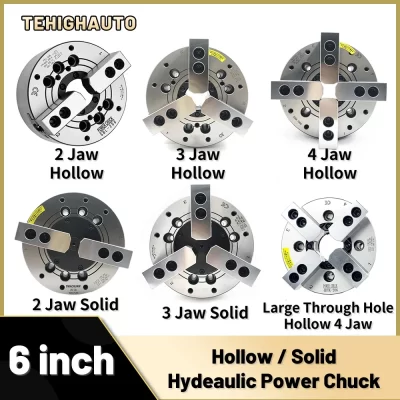 Mandril hidráulico 6 Polegada 152.4mm oco/sólido 2/3/4 mandíbulas a5 flange mandril de pressão hidráulica para centro de usinagem de torno cnc