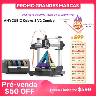 Anycúbico kobra 3 v2 combo versão ae 8 cores 600 mm/s impressão rápida impressora 3d ace pro filamento secagem app controle impressora 3d