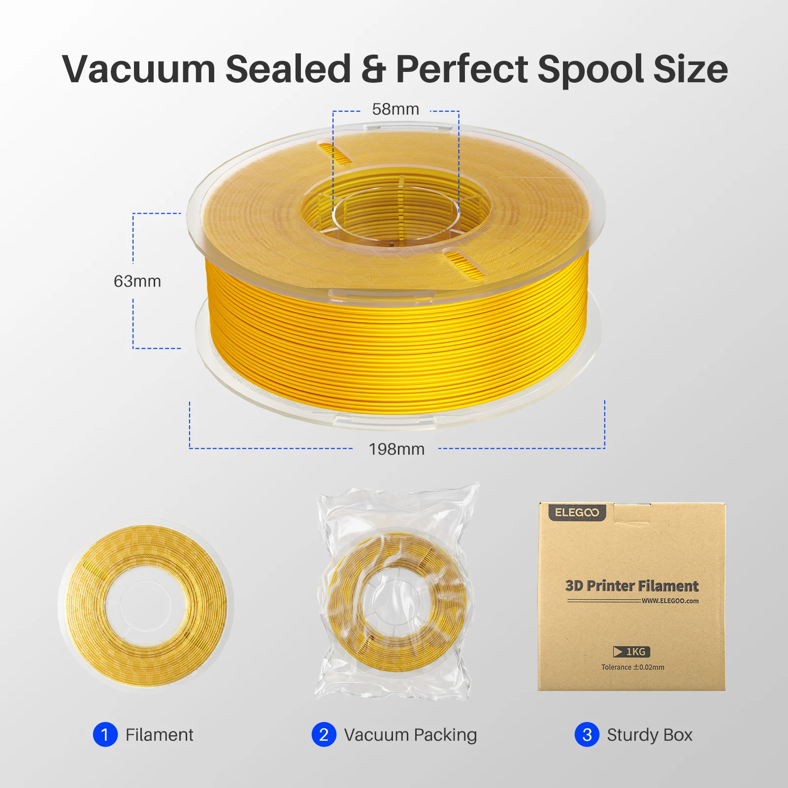Filamento PLA de seda ELEGOO 1,75 mm 1 KG, filamento de impressora 3D 1 kg ouro prata adequado para a maioria das impressoras 3D FDM - Image 6