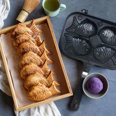 Bakeware antiaderente para cozinhar, Panela dupla, Molde de cozimento waffle, Criador de bolo em forma de peixe, Taiyaki Bakeware