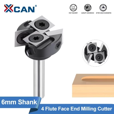 Xcan 4 flauta face end fresa para madeira 6mm haste aplainamento bits insert-estilo spoiler cnc superfície roteador bit