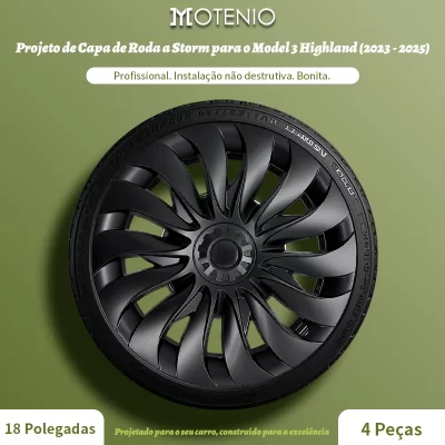 4 peças para modelo 3 highland (2023-2025) 18 Polegada calotas direita e esquerda estilo tempestade acessórios de substituição capa de roda para tesla