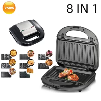 Máquina de café da manhã multifuncional 8 em 1, 1 peça, saming, rosquinhos metalúrgicos, nozes, biscoitos, bife, utensílios de cozinha
