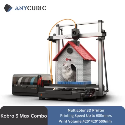Anycubic kobra 3 max versão ae impressora 3d multicolorida até 600 mm/s velocidade de impressão volume de construção 500*420*420mm controle de aplicativo inteligente