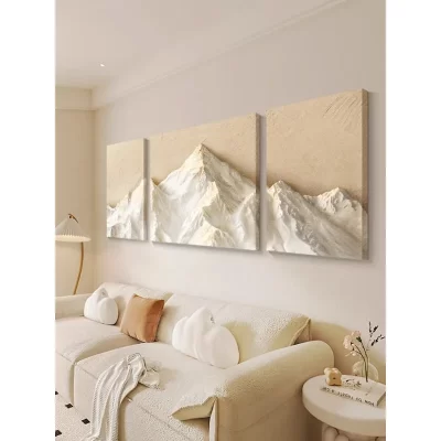 Pintura tridimensional da textura do relevo do vento de creme, decoração da sala de estar, parede do fundo do sofá