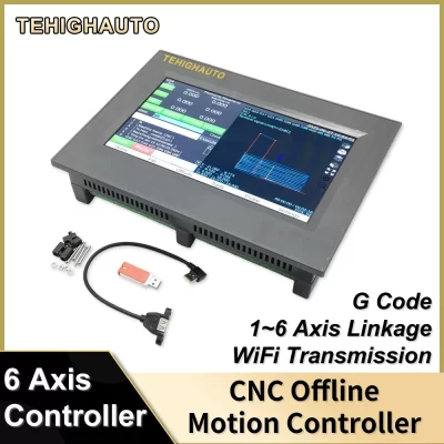 Controlador de movimento offline cnc, 1/2/3/4/5/6 eixos, código g, wi-fi, sistema de 7 espaços, servo controlador de passo para máquina de torno roteador cnc