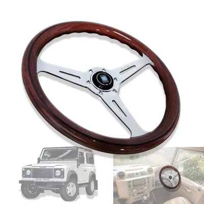 Para land rover defender 350mm clássico imitação de madeira volante universal corrida esporte volante