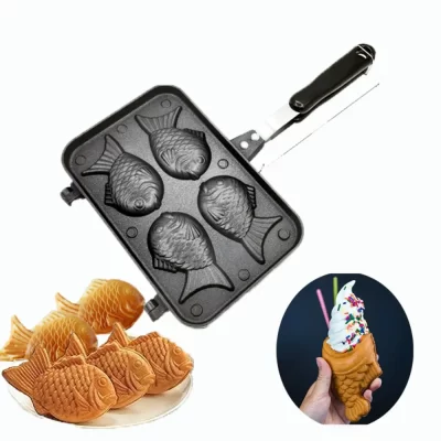 Cozinha japonesa em forma de peixe waffle bolo fabricante pan taiyaki 2/4 pan frigideira waffle moldes bolo assar sobremesa cozinhar para casa diy