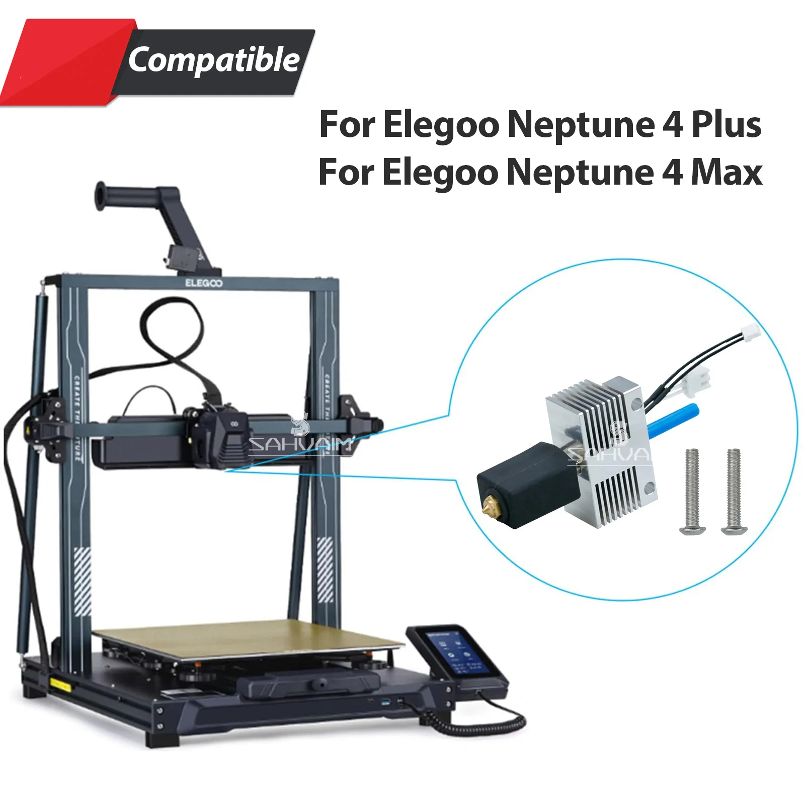 Kit hotend para impressora 3d elegoo netuno 4 plus/4 max, totalmente montado, hotend totalmente metálico com bico, acessório de impressora 3d - Image 6