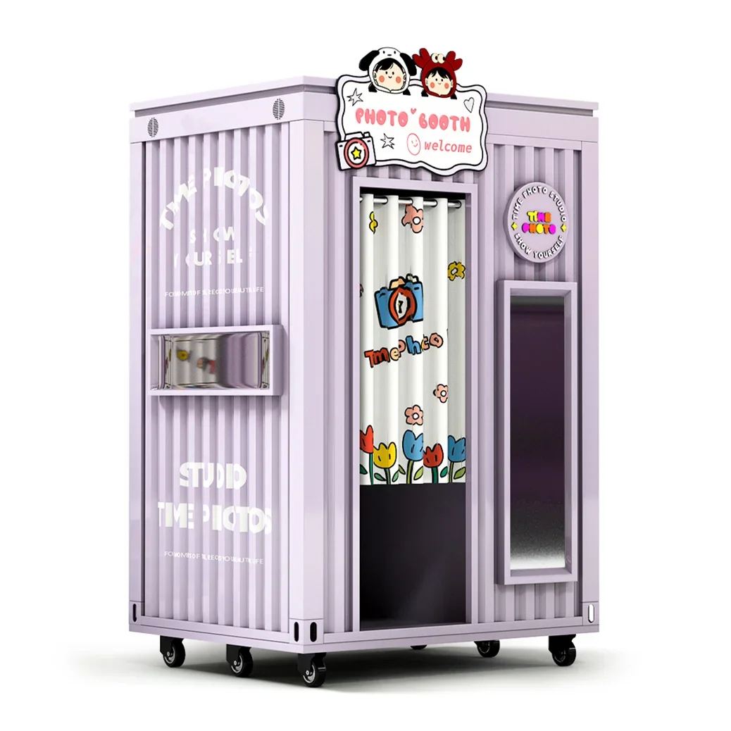 Máquina de venda automática de cabine fotográfica compatível com slr, estação de imagem de identificação de passaporte de selfie