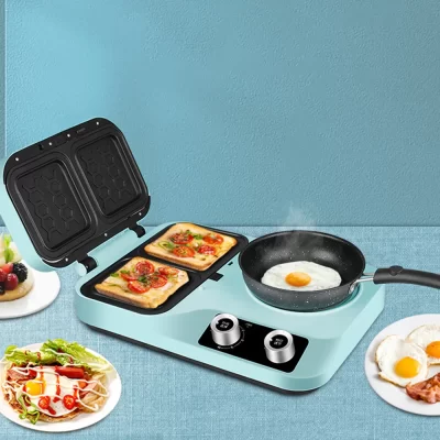 2025 nova máquina de waffle multifuncional máquina de café da manhã sanduíche pequena casa waffle torrada pão que faz a máquina