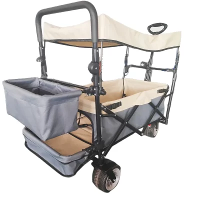 Utilitário Folding Camping Beach Wagon, Carrinho infantil dobrável, Carrinho com dossel