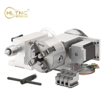 Hltnc nema 23 motor de passo 6:1 K12-100 3 4 mandíbula mandril 100mm cnc 4th a eixo rotativo com cabeçote móvel mt2 65mm para roteador gravador