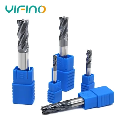 Yifino-HRC50 4-Flauta Flat End Mill, carboneto de aço de tungstênio, nano-revestimento Endmill, usinagem mecânica CNC, ferramentas de fresagem